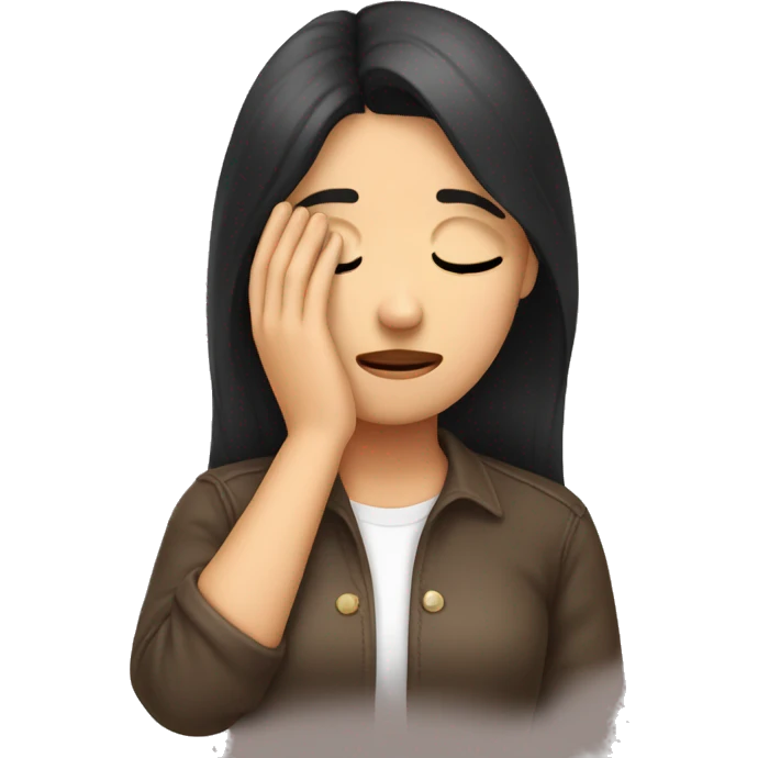 Brunette girl doing a facepalm emoji