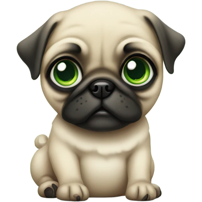 Baby pug with big green eyes  emoji