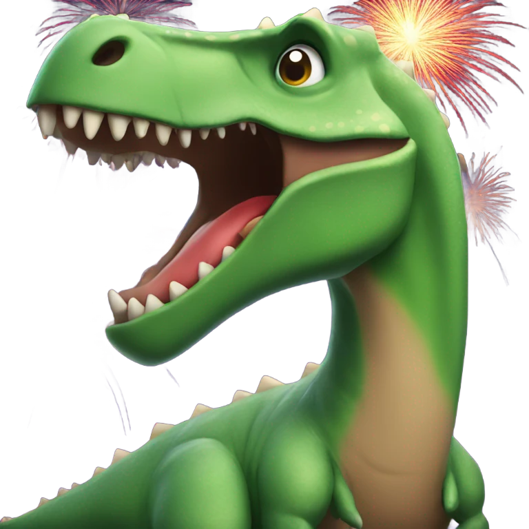 dinosaur with fireworks  emoji