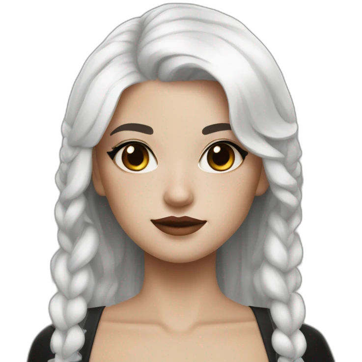 white hair girl with black gothic dress brown eyes with freckles emoji