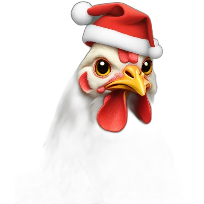 Chicken with a Christmas hat emoji
