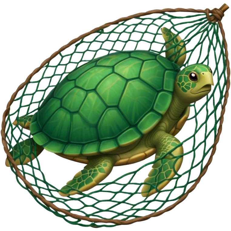 turtle stuck with fishing net emoji
