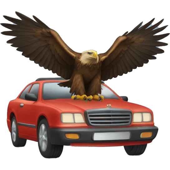 Golden eagle driving a car emoji