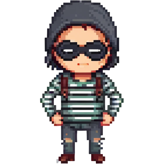 robber with black mask and striped shirt emoji