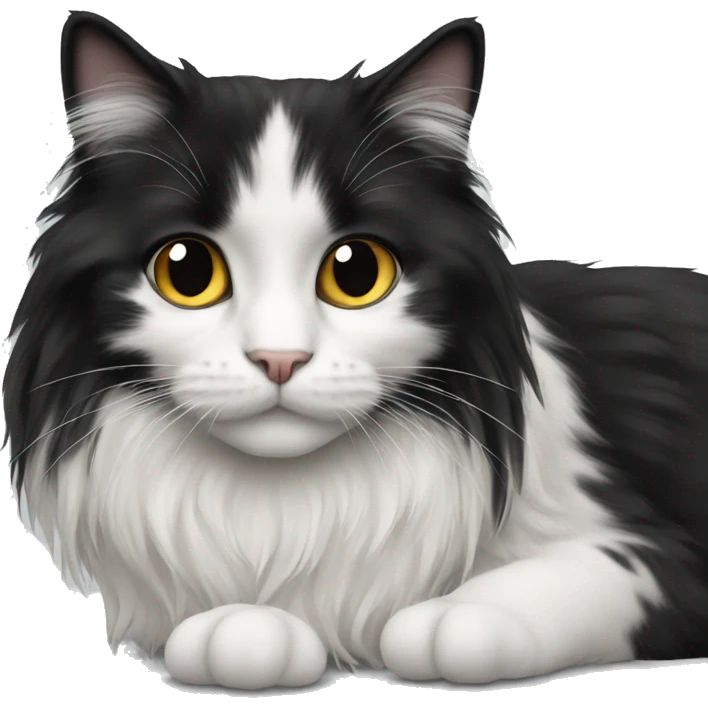 black and white cat long haired emoji