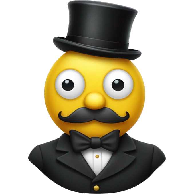 yellow head with a top hat, handlebar mustache and a monocle emoji