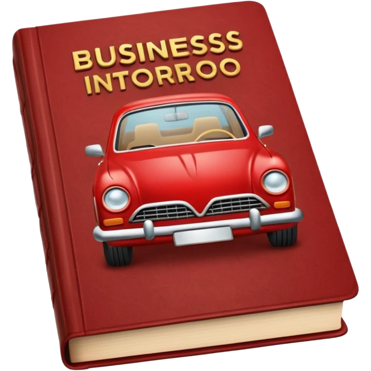 a book with a title " business intro " and a car illustration emoji