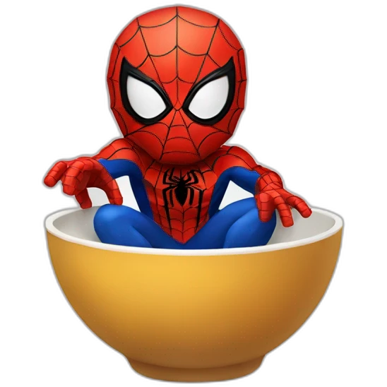 Spiderman taking a bowl emoji