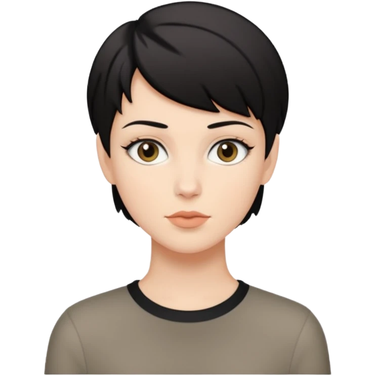White girl with black short hair cut look like a boy emoji