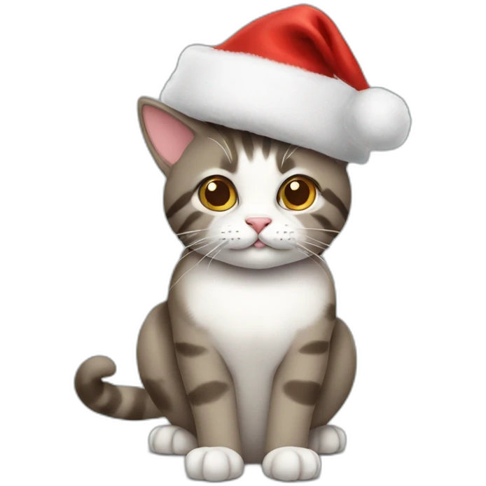 cat with a christmas hat emoji