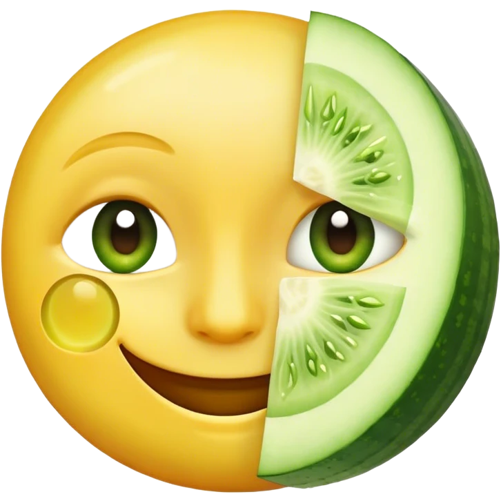 Emoji with cucumber slices on eyes emoji