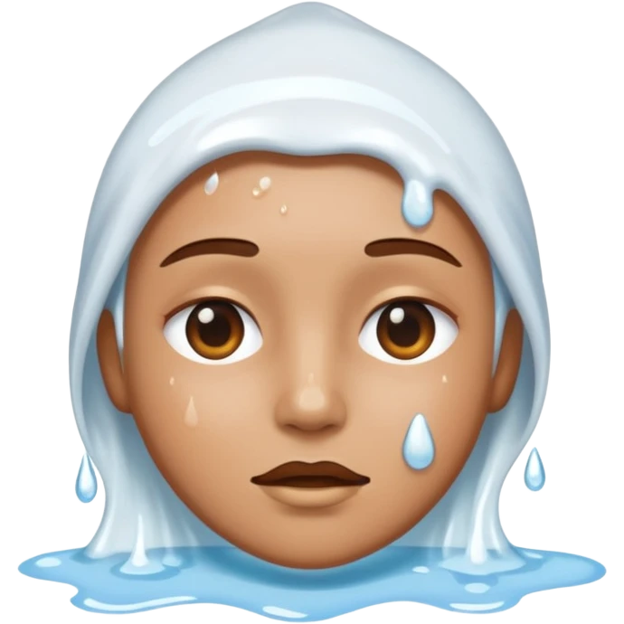 White liquid on a face emoji