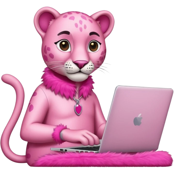 pink panther with a laptop emoji