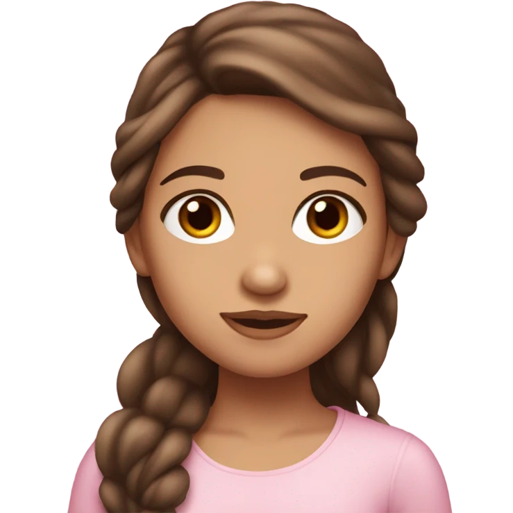 pink Parisian brunette girl long hair and brown eyes emoji