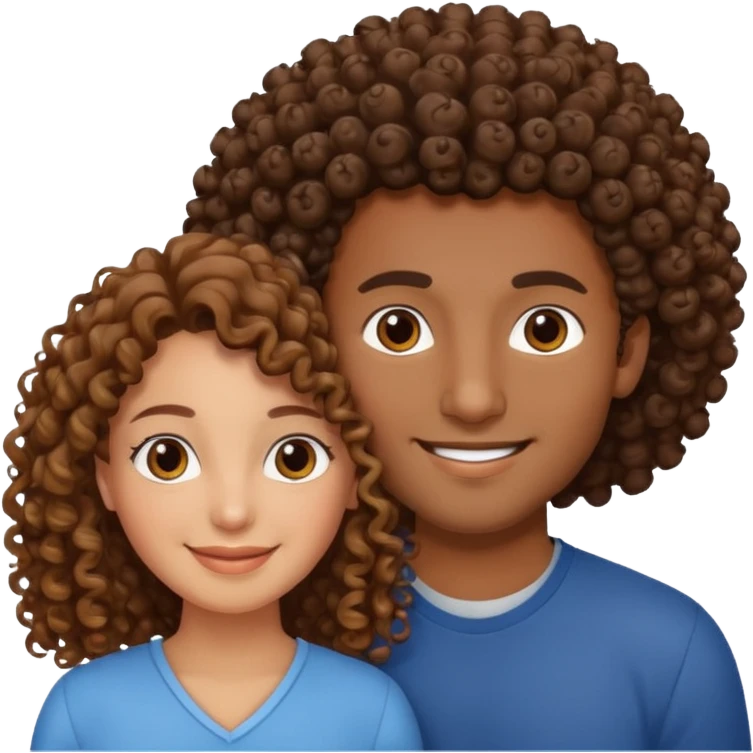 married curly girl brown guy emoji