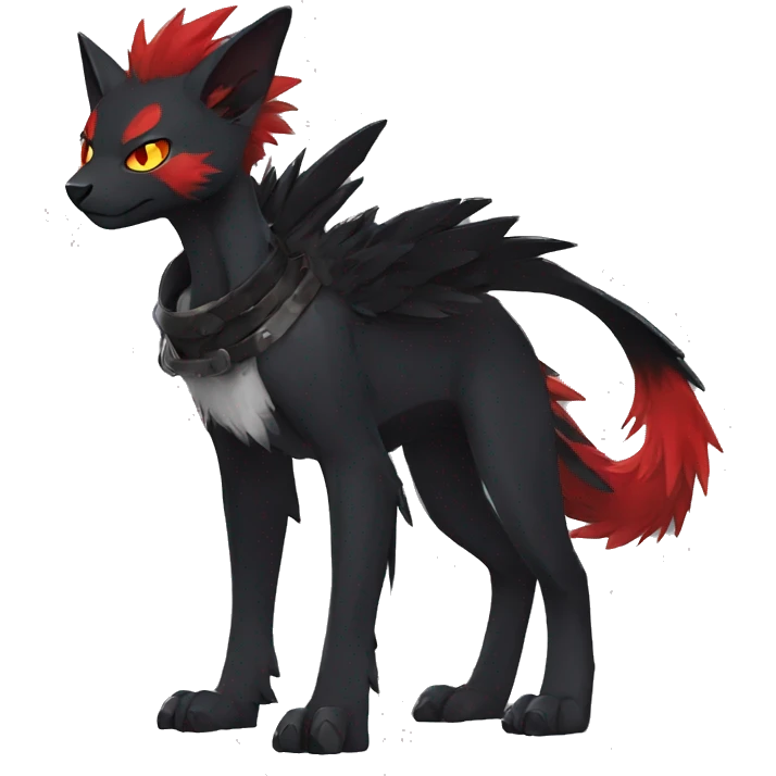 cool edgy black punk red animal hybrid Fakemon full body emoji