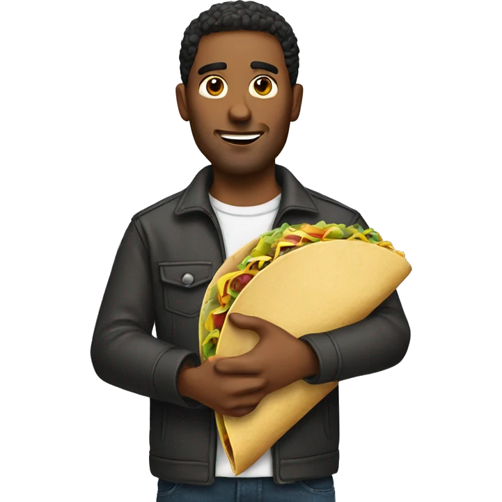 A man holding a taco emoji