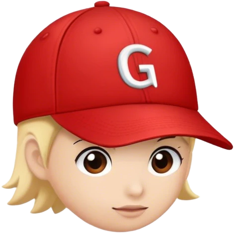 Red ballcap with ‘G‘ Logo emoji