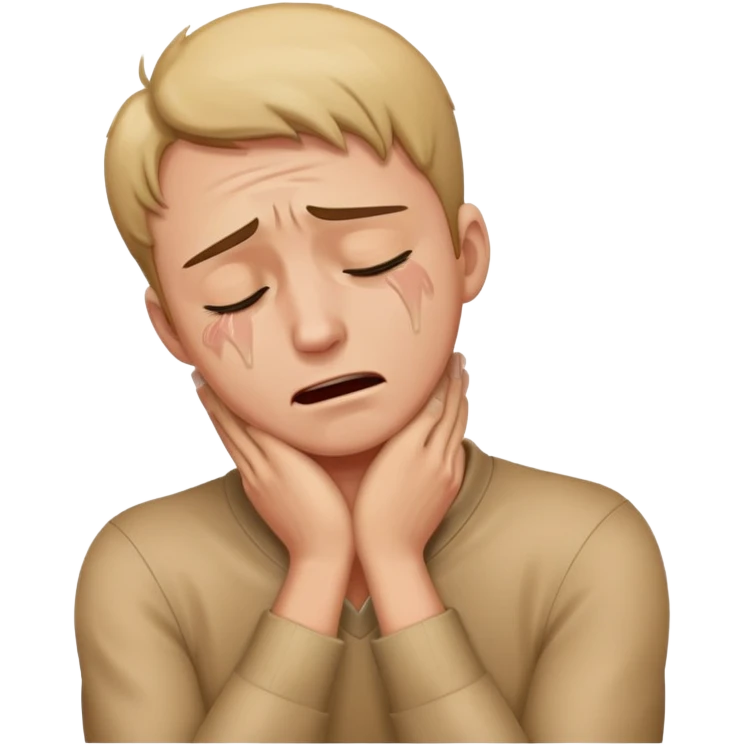 Man with his hands around his neck crying  emoji