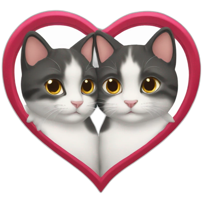 2 cats heart emoji