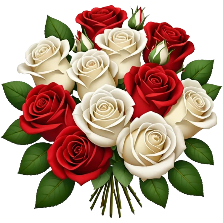 hand-tied bouquet of red and white roses emoji
