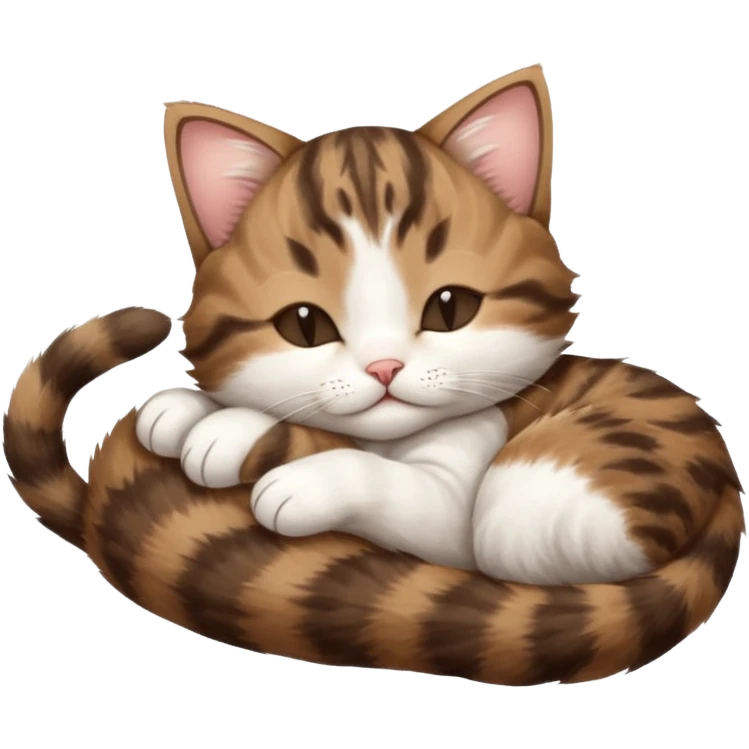 dark brown tabby and white kitten upside down sleeping emoji