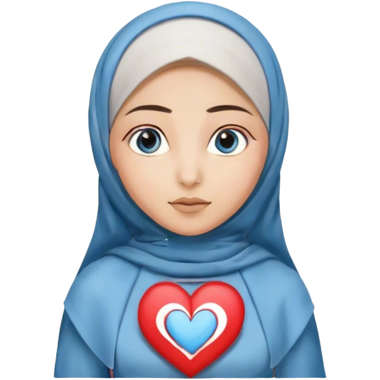 Turkish beautiful finish Konya girl blue eyes with hijab and long tail heart design dress emoji