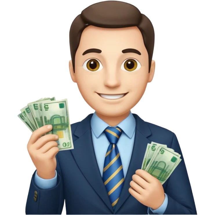AN UNCLE with a tie in business clothes and with euro money
 emoji