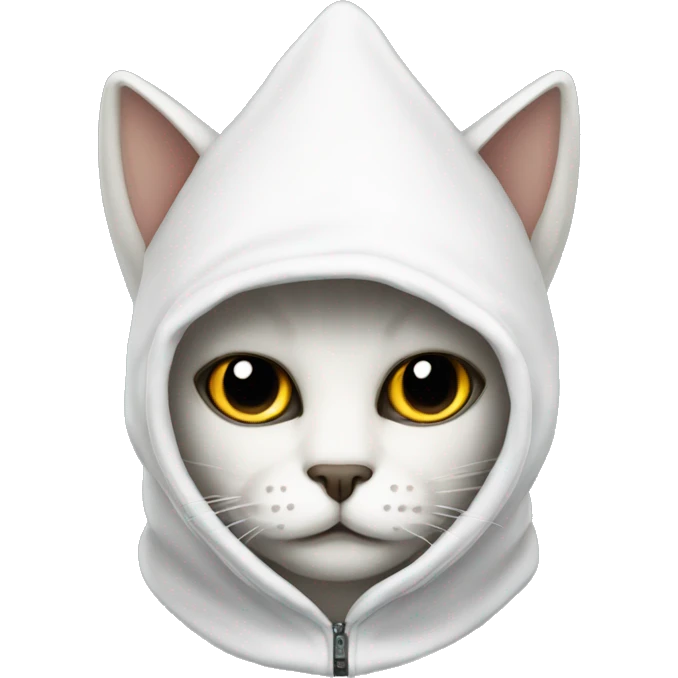 Cat wearing a pointy white hood/mask emoji