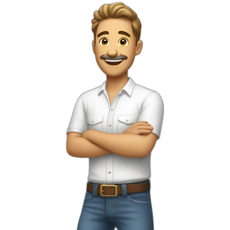 hombre blanco feliz saltando de la aegria emoji