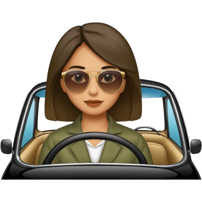 Emojis de carros y una mujer a dentro  emoji