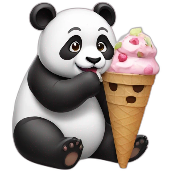 Panda eating ice cream emoji