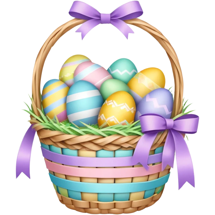 Pastel Easter basket with gifts inside emoji