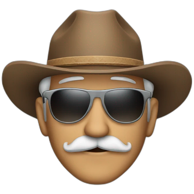 Hispanic old man with with mustache, sunglasses aviator and cowboy hat emoji