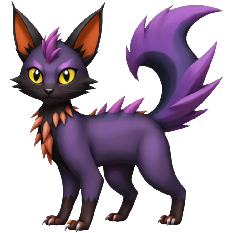 Black edgy Noivern-Noibat-Purloin-Torracat-Lykoi-Caracal-cat-Fakemon-fusion-hybrid-creature emoji