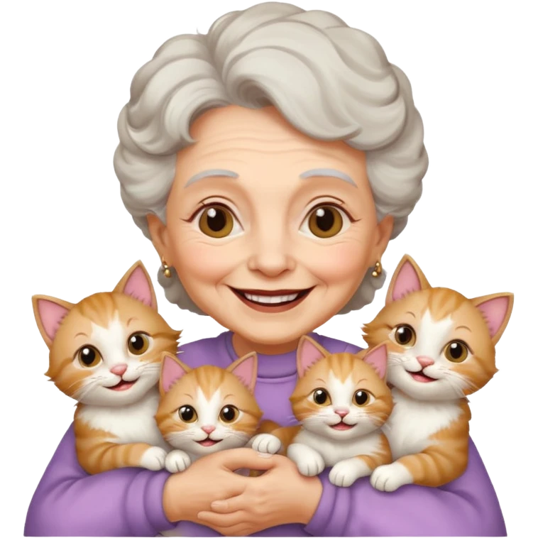 Бабушка с большим количеством котят  emoji