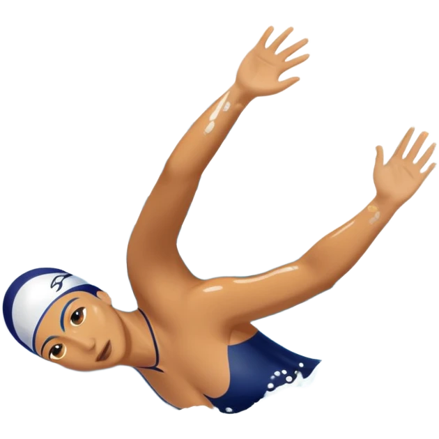 An icon featuring a swimmer in mid-stroke, cutting through the water with a strong, fluid motion. The design includes ripples around the swimmer’s body and a pool lane line in the background, symbolizing speed and technique in swimming. Transparent background highlights the grace emoji