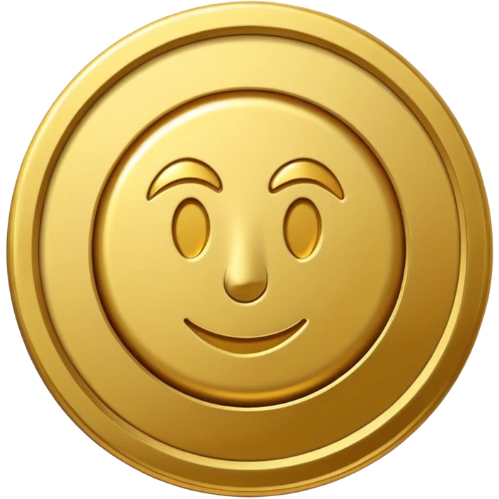 A modern cartoon-style emoji of a stylized money coin combined with a subtle play button icon, clean lines, bold shape, freeform, optimized for social media video emoji