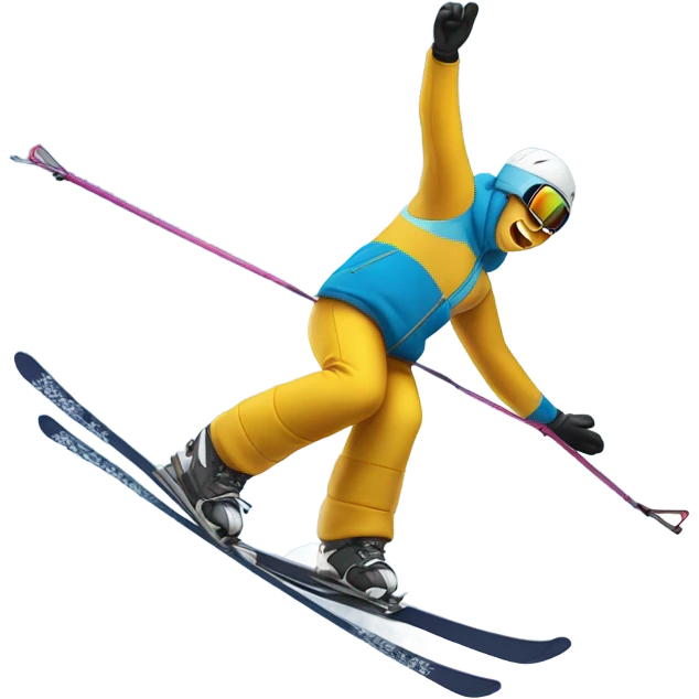 skier doing a flip emoji