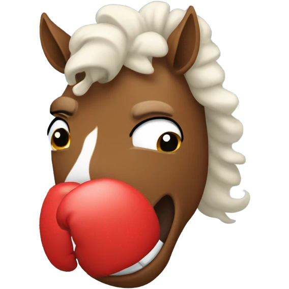 Horse wearing boxing gloves with big teeth and nappy hair emoji