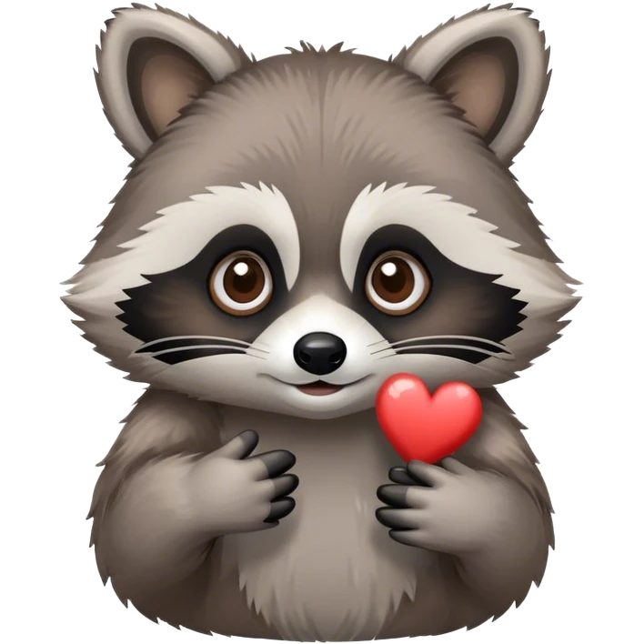 Raccoon with hand heart emoji