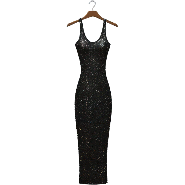 sparkly long bodycon dress on hanger emoji