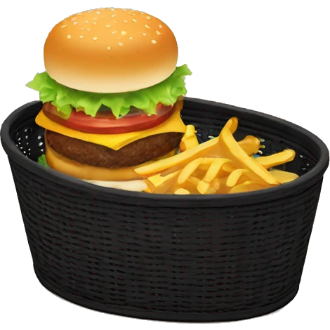 Burger and fries in an oval black basket emoji
