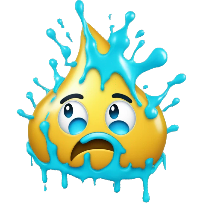 Glowing shiny Cyan blue goo splash splatter drip emoji