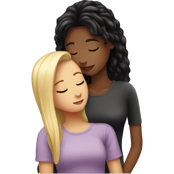 Black hair girl teenager kissing her blonde mom emoji