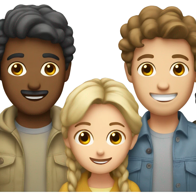 Four foreigners together happy emoji