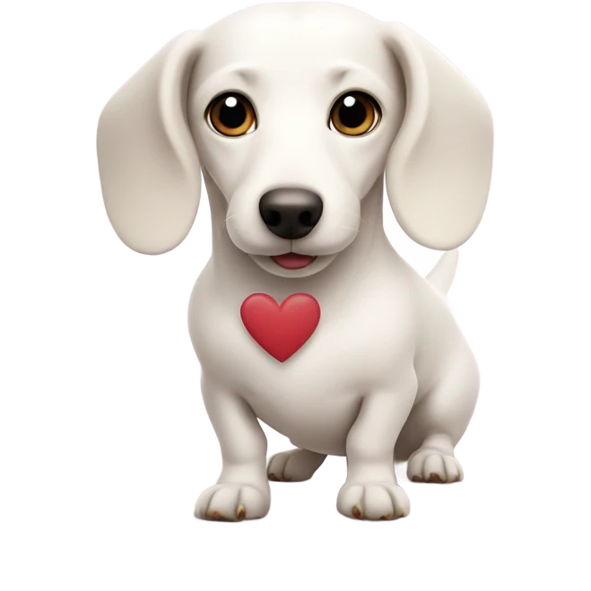 White dachshund with a heart  emoji