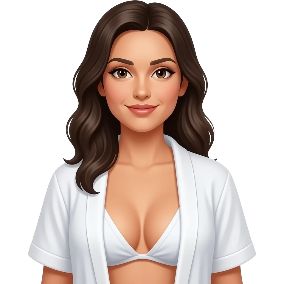 A latina with spa clothing uncovering her massively large boobs emoji