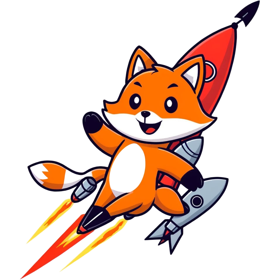 Evil Fox firing a rocket emoji