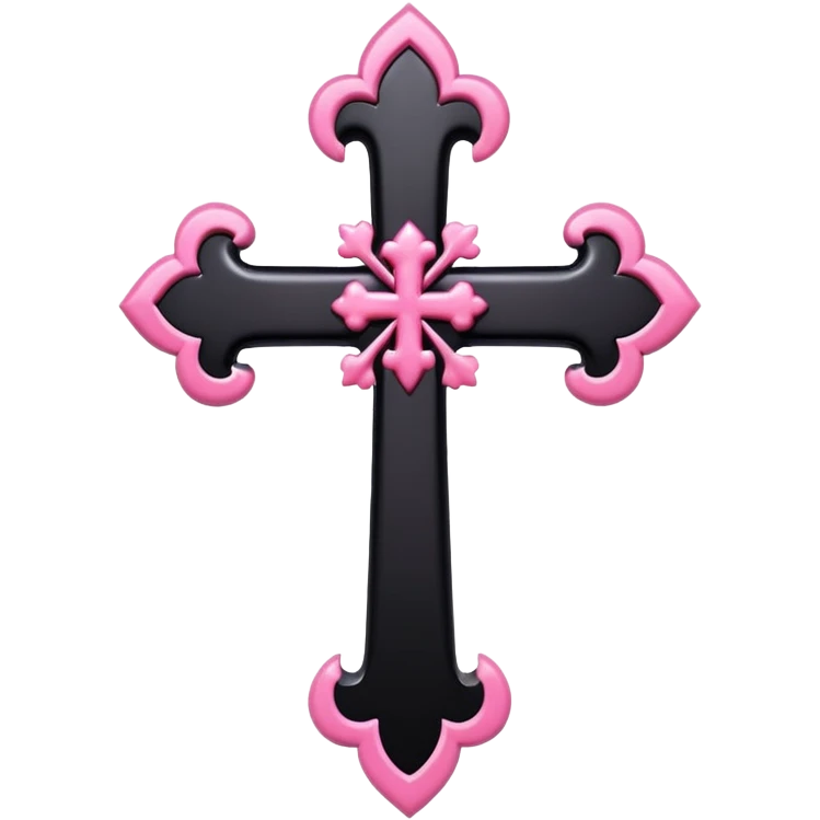 realistic 3d soft cute black pink goth cross , no woman emoji